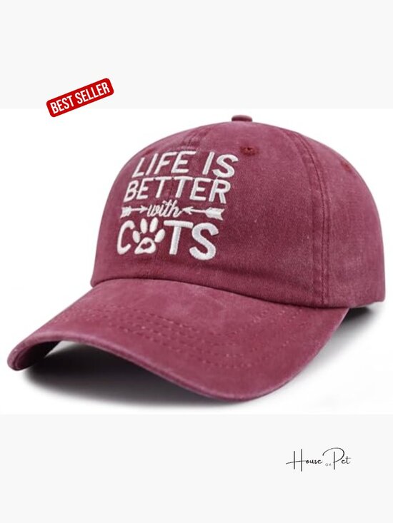 Funny Cat Lover Embroidered 100% Cotton Baseball Cap Adjustable Unisex